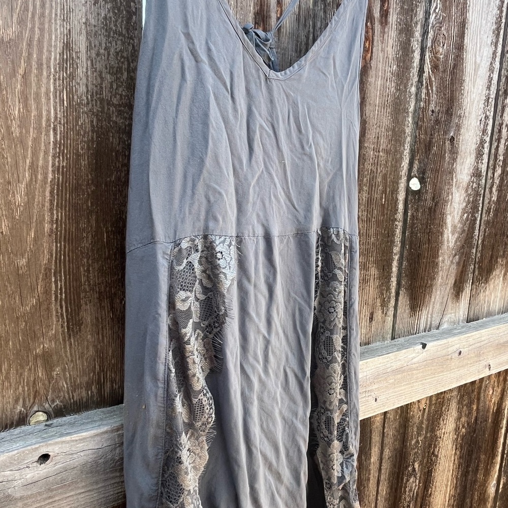 Free People Gray Lace Chemise